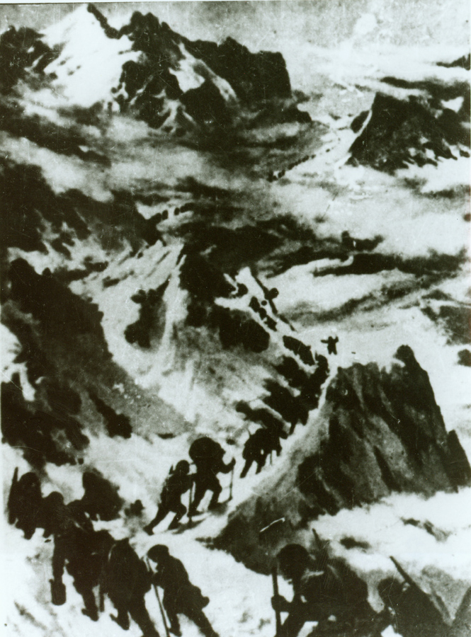 &uarr;資料圖片：紅軍過打鼓山。（圖片由陸軍第16集團(tuán)軍某紅軍團(tuán)提供）