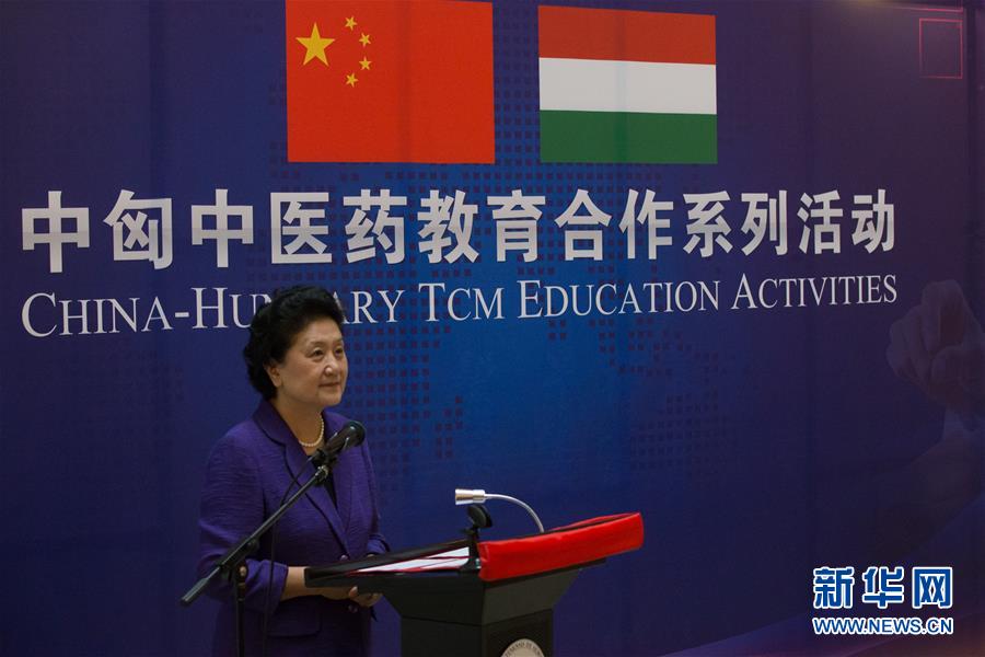 6月18日，在匈牙利布達(dá)佩斯，中國(guó)國(guó)務(wù)院副總理劉延?xùn)|出席中匈中醫(yī)藥教育合作系列活動(dòng)時(shí)講話。中國(guó)國(guó)務(wù)院副總理劉延?xùn)|18日在布達(dá)佩斯考察匈牙利塞梅爾維斯醫(yī)科大學(xué)并出席中匈中醫(yī)藥教育合作系列活動(dòng)。 新華社發(fā)（弗爾季&middot;奧蒂洛攝）