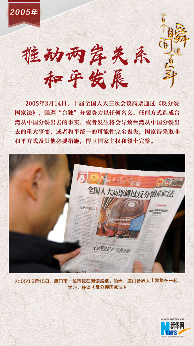 2005，推動兩岸關系和平發(fā)展