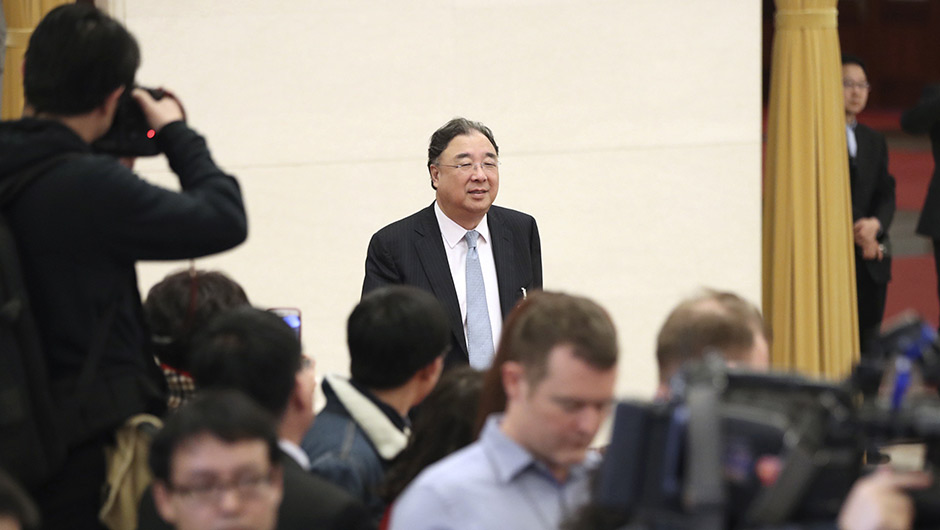 馬曉偉步入&ldquo;部長通道&rdquo;，準(zhǔn)備接受采訪