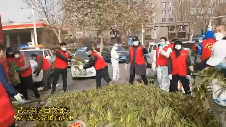 武漢車(chē)隊(duì)自發(fā)組織購(gòu)買(mǎi)的蔬菜，到石家莊了！