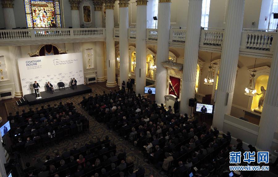 6月18日，國務院總理李克強在倫敦金融城市長官邸面向英國皇家國際問題研究所和國際戰(zhàn)略研究所兩大智庫發(fā)表題為《共建包容發(fā)展的美好世界》的演講。新華社記者 張鐸 攝