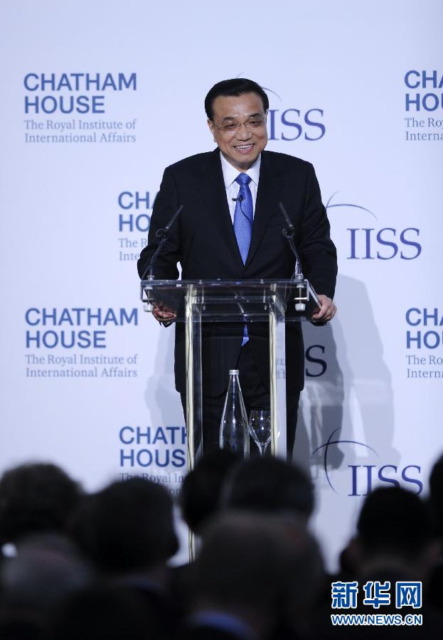 6月18日，國務院總理李克強在倫敦金融城市長官邸面向英國皇家國際問題研究所和國際戰(zhàn)略研究所兩大智庫發(fā)表題為《共建包容發(fā)展的美好世界》的演講。新華社記者 張鐸 攝 