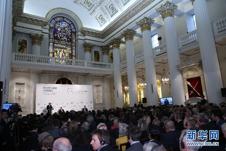 6月18日，國務院總理李克強在倫敦金融城市長官邸面向英國皇家國際問題研究所和國際戰(zhàn)略研究所兩大智庫發(fā)表題為《共建包容發(fā)展的美好世界》的演講。新華社記者 龐興雷 攝 