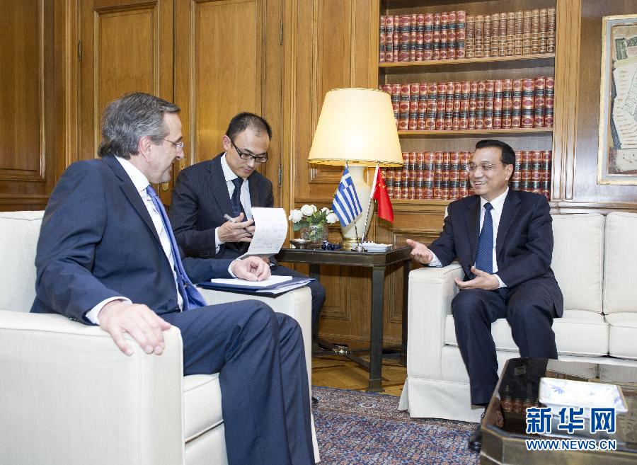 6月19日，國(guó)務(wù)院總理李克強(qiáng)在雅典同希臘總理薩馬拉斯舉行會(huì)談。新華社記者 王曄 攝