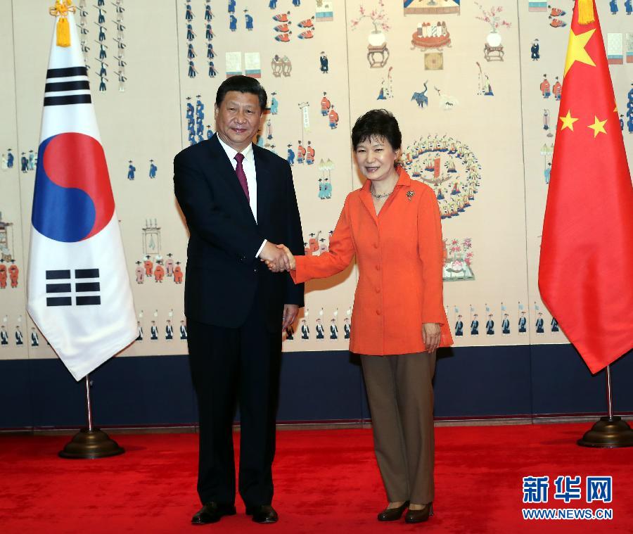 7月3日，國(guó)家主席習(xí)近平在首爾同韓國(guó)總統(tǒng)樸槿惠舉行會(huì)談。新華社記者 蘭紅光 攝