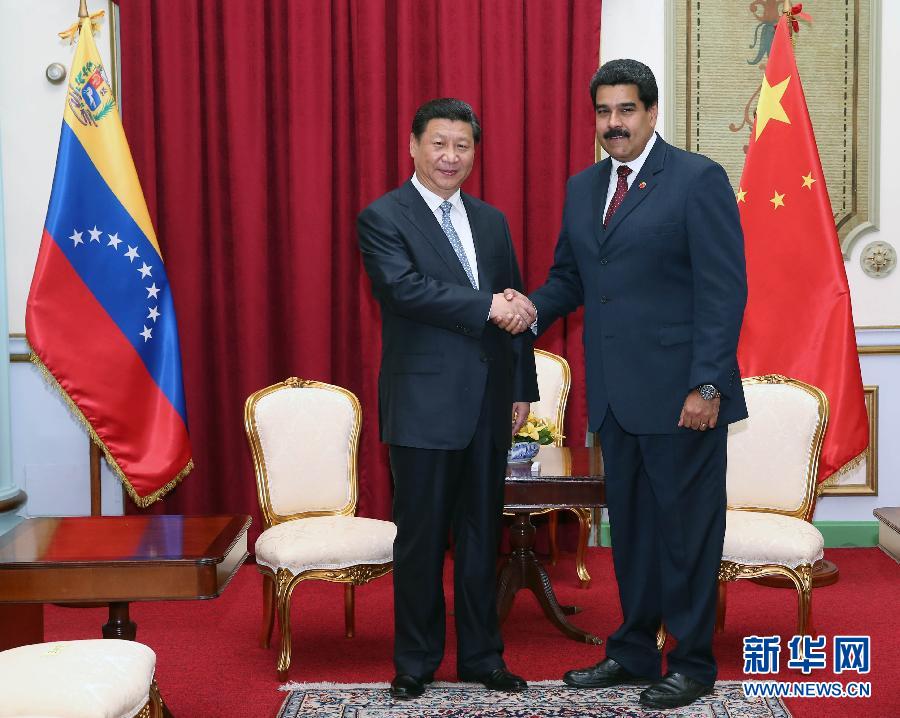 當(dāng)?shù)貢r間7月20日，國家主席習(xí)近平在加拉加斯同委內(nèi)瑞拉總統(tǒng)馬杜羅舉行會談。 新華社記者蘭紅光攝 