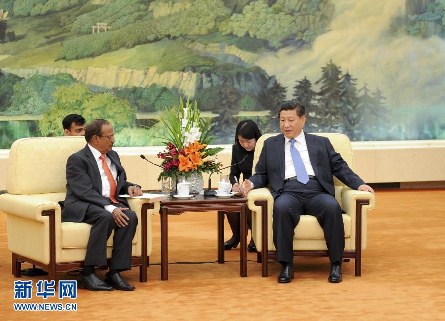 9月9日，國家主席習(xí)近平在北京人民大會(huì)堂會(huì)見印度總理特使、國家安全顧問多瓦爾。 新華社記者 張鐸 攝