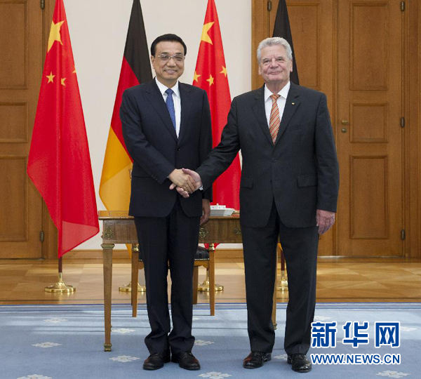 10月10日，國務院總理李克強在柏林會見德國總統(tǒng)高克。 新華社記者王曄 攝 