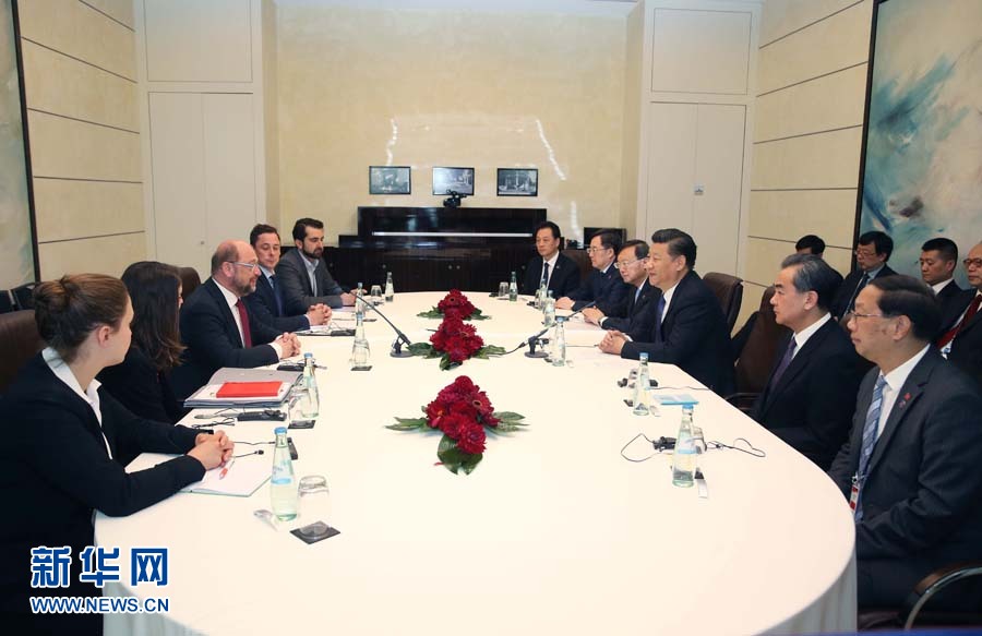 7月6日，國家主席習(xí)近平在柏林會見德國社會民主黨主席舒爾茨。新華社記者 姚大偉 攝